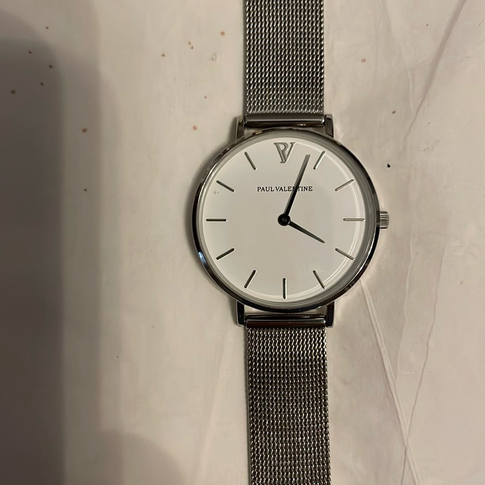 Paul Valentine silver watch….new battery
